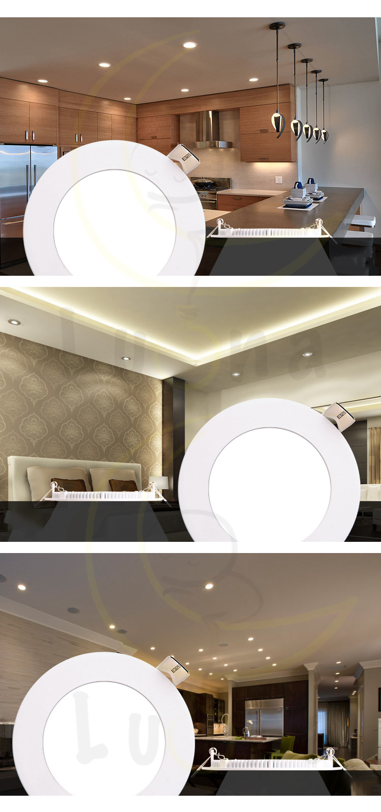LED โคมไฟดาวน์ไลท์สี่เหลี่ยม ดาวน์ไลท์ LED PANEL LIGHT โคมพาเนลไลท์แอลอีดี Panel Downlight โคมดาวไลท์ ดาวน์ไลท์ฝังฝ้า โคมไฟเพดาน LED Downlight 18W 24W 48W (DAY LIGHT แสงขาว/Warm White แสงเหลือง) - Image 9