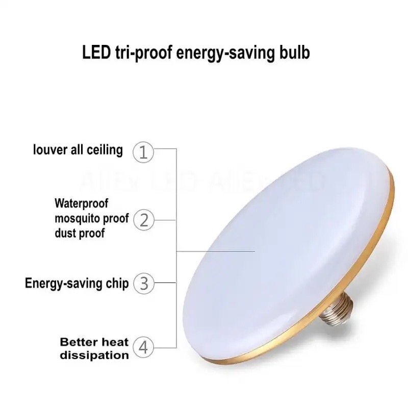 LED UFO Light E27 หลอดไฟ UFO ให้แสงสว่างรอบด้าน 12W 15W 20W 30W 40W 50W 60W (แพ็ค 1/2/5/10) (DAY LIGHT แสงขาว/WARM WHITE แสงวอร์ม) หลอดไฟยูเอฟโอท้องถิ่น หลอดไฟLED UFO โคมพาเนลไลท์แอลอีดี Panel Light - Image 4