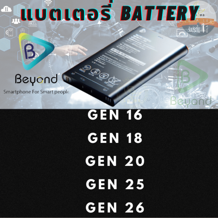 Battery แบตเตอรี่มือถือ บียอนด์ Beyond รุ่น Gen 16,Gen 18,Gen 20,Gen 25,Gen 26