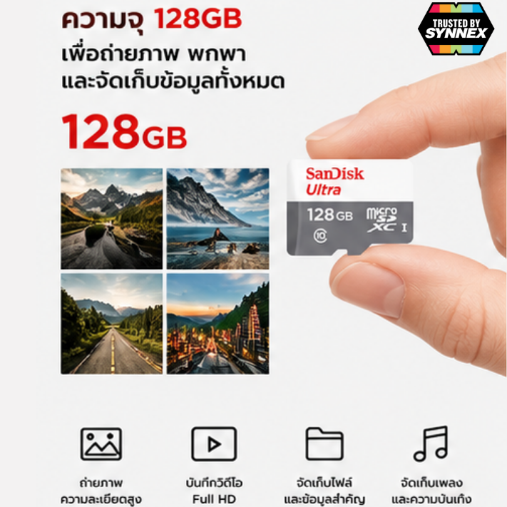 128 GB MICRO SD CARD (ไมโครเอสดีการ์ด) SANDISK ULTRA SDHC CLASS 10 (SDSQUNR-128G-GN6MN) ประกัน 7 ปี Capacity : 128GB Class :SDXC Class10 Speed Rating : Read 100MB/s ปรับแต่งมาสำหรับใช้งานกับอุปกรณ์ Android เพื่อถ่ายภาพ พกพา และจัดเก็บข้อมูลทั้งหมด - Image 3