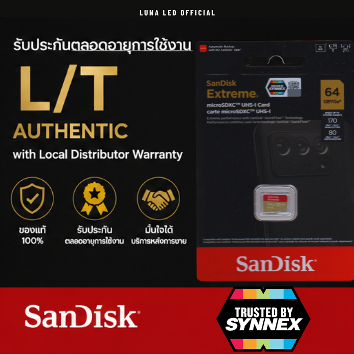 32 GB MICRO SD CARD (ไมโครเอสดีการ์ด) SANDISK SDXC EXTREME CLASS 10 (SDSQXAF-032G-GN6MN) ประกันตลอดชีพ Capacity : 32GB Class : Class 10,U3,V30,A1,SDHC Speed Rating : Read 100MB/s บันทึกภาพและวิดีโอได้แบบ :Full HD 1080p ความเร็วสูงสุดสำหรับการถ่ายโอนข้อมูล - Image 4