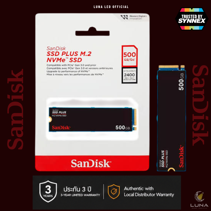 500 GB SSD (เอสเอสดี) SANDISK SSD PLUS - PCIe 3x4 NVMe M.2 2280 (SDSSDA3N-500G-G26) ประกัน 3 ปี SSD ความจุ 500GB ⚡️ ความเร็วสูงด้วยเทคโนโลยี PCIe 3.0 x4 (NVMe) 🖥️ รูปแบบ M.2 2280 ขนาดกะทัดรัด ติดตั้งง่ายในโน้ตบุ๊กและพีซี 🚀 เพิ่มประสิทธิภาพเครื่องของคุณ - Image 5