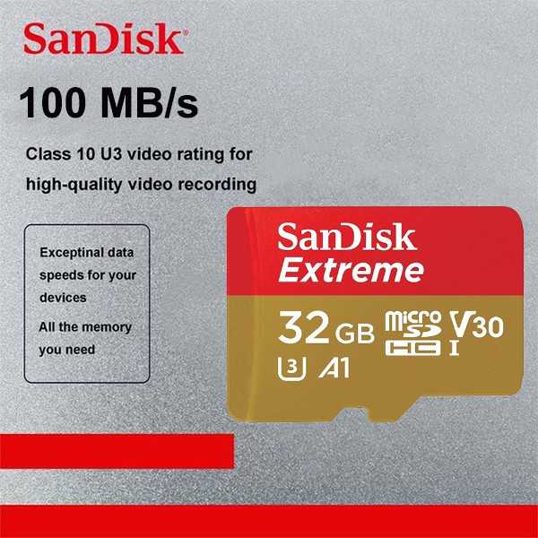 32 GB MICRO SD CARD (ไมโครเอสดีการ์ด) SANDISK SDXC EXTREME CLASS 10 (SDSQXAF-032G-GN6MN) ประกันตลอดชีพ Capacity : 32GB Class : Class 10,U3,V30,A1,SDHC Speed Rating : Read 100MB/s บันทึกภาพและวิดีโอได้แบบ :Full HD 1080p ความเร็วสูงสุดสำหรับการถ่ายโอนข้อมูล - Image 9