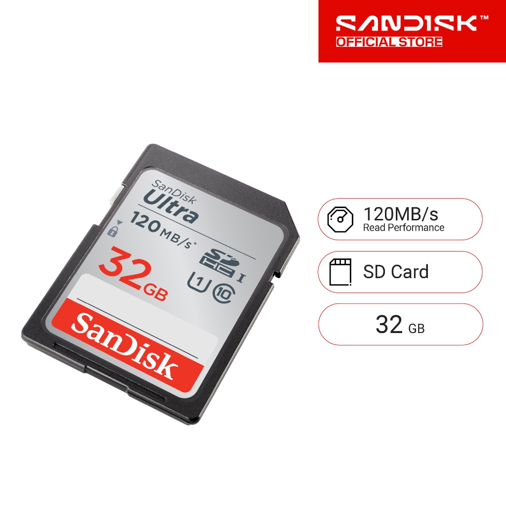 32 GB SD CARD (เอสดีการ์ด) SANDISK ULTRA SDHC CLASS 10 (SDSDUN4-032G-GN6IN) Capacity : ความจุ 32GB Class : SDHC,U1 Class 10 Speed Rating : Read 120MB/s ถ่ายภาพและวิดีโอ Full HD 1080P ประกัน 10 ปี - Image 9