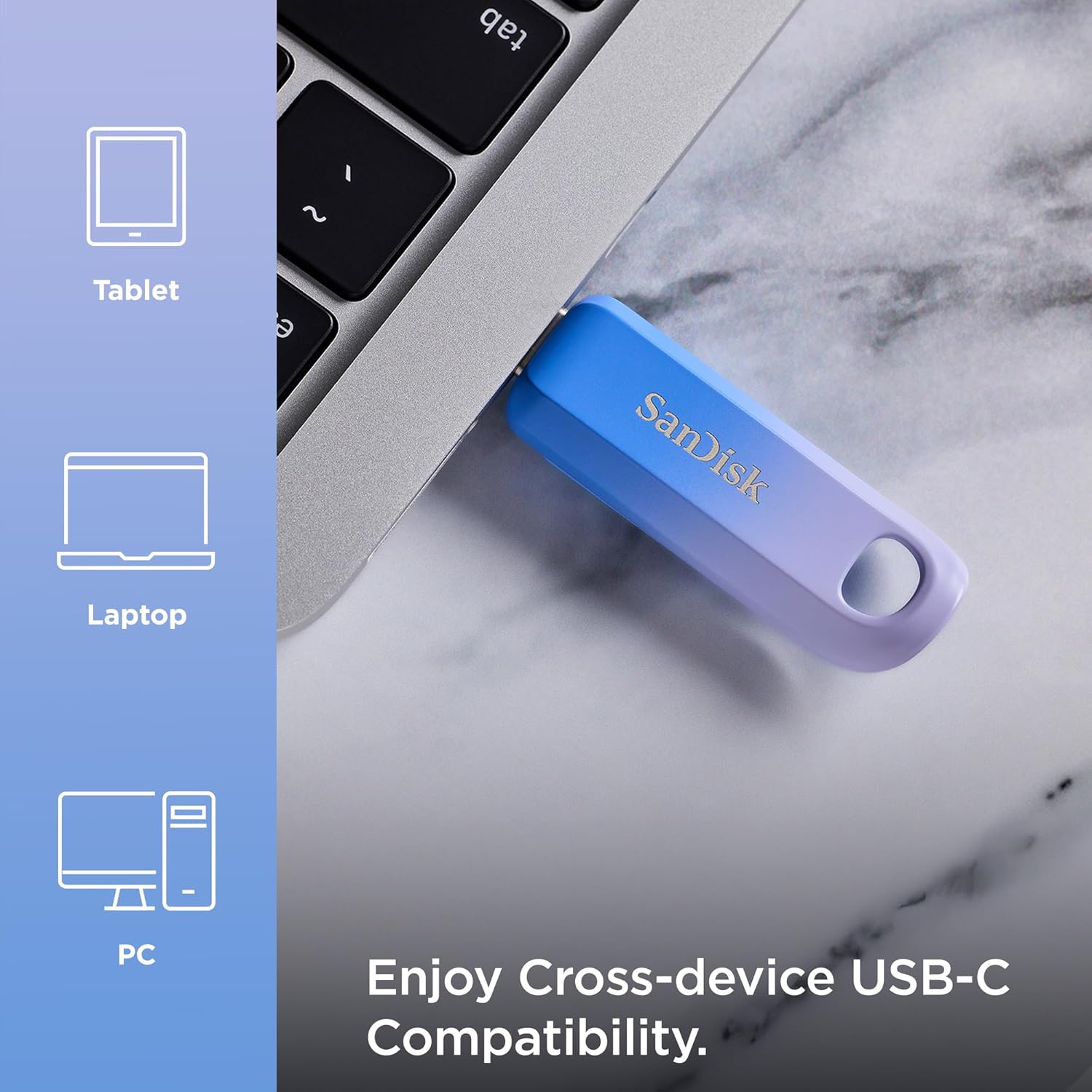 256 GB FLASH DRIVE (แฟลชไดร์ฟ) SANDISK CREATOR USB-C - BLUE (SDCZ75C-256G-G46) ประกัน 5 ปี Capacity : 256GB Interface : USB 3.2 Gen1 USB Type-C Read speeds : Read 400MB/s ถ่ายโอนอุปกรณ์ต่างๆ เช่น iPhone, iPad และ Mac ที่มีขั้วต่อ USB Type-C - Image 6