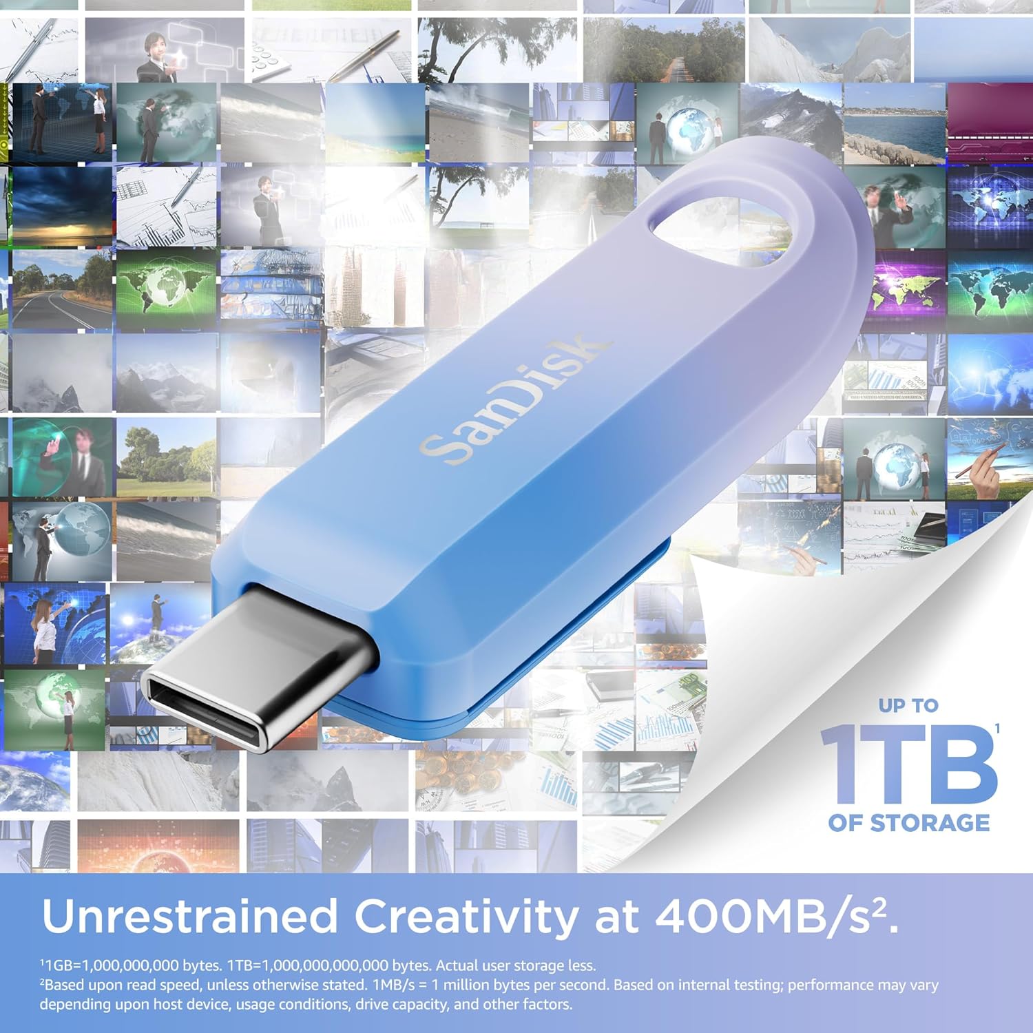 256 GB FLASH DRIVE (แฟลชไดร์ฟ) SANDISK CREATOR USB-C - BLUE (SDCZ75C-256G-G46) ประกัน 5 ปี Capacity : 256GB Interface : USB 3.2 Gen1 USB Type-C Read speeds : Read 400MB/s ถ่ายโอนอุปกรณ์ต่างๆ เช่น iPhone, iPad และ Mac ที่มีขั้วต่อ USB Type-C - Image 9